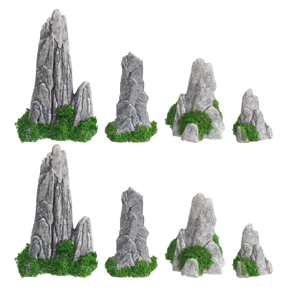 

8 Pc Miniature Rockery Ornaments Bonsai Landscaping Decoration Aquarium Mountains