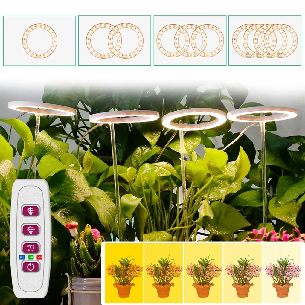 5V LED Plant Grow Light Full Spectrum Flower Seeds Hydroponic Vegetable Growth Box Cultivation Lamp USB Dimmable Timing Lighting