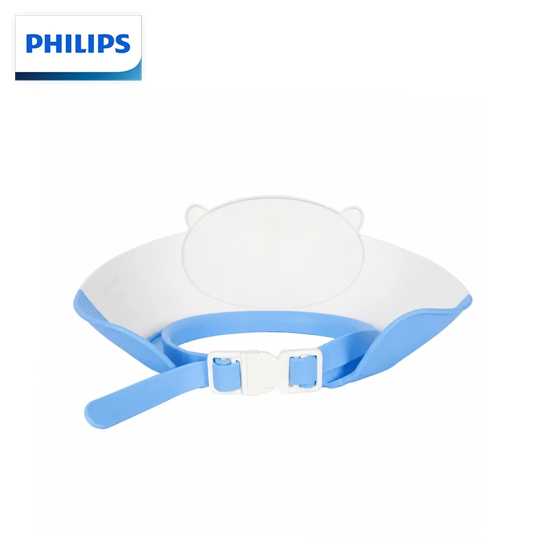 Philips Avent Baby Hair Washing Hat Blue Little Bear PP+TPE High Elastic Water Shield Dual-Scale 32-55cm for Kids Over 6 Months