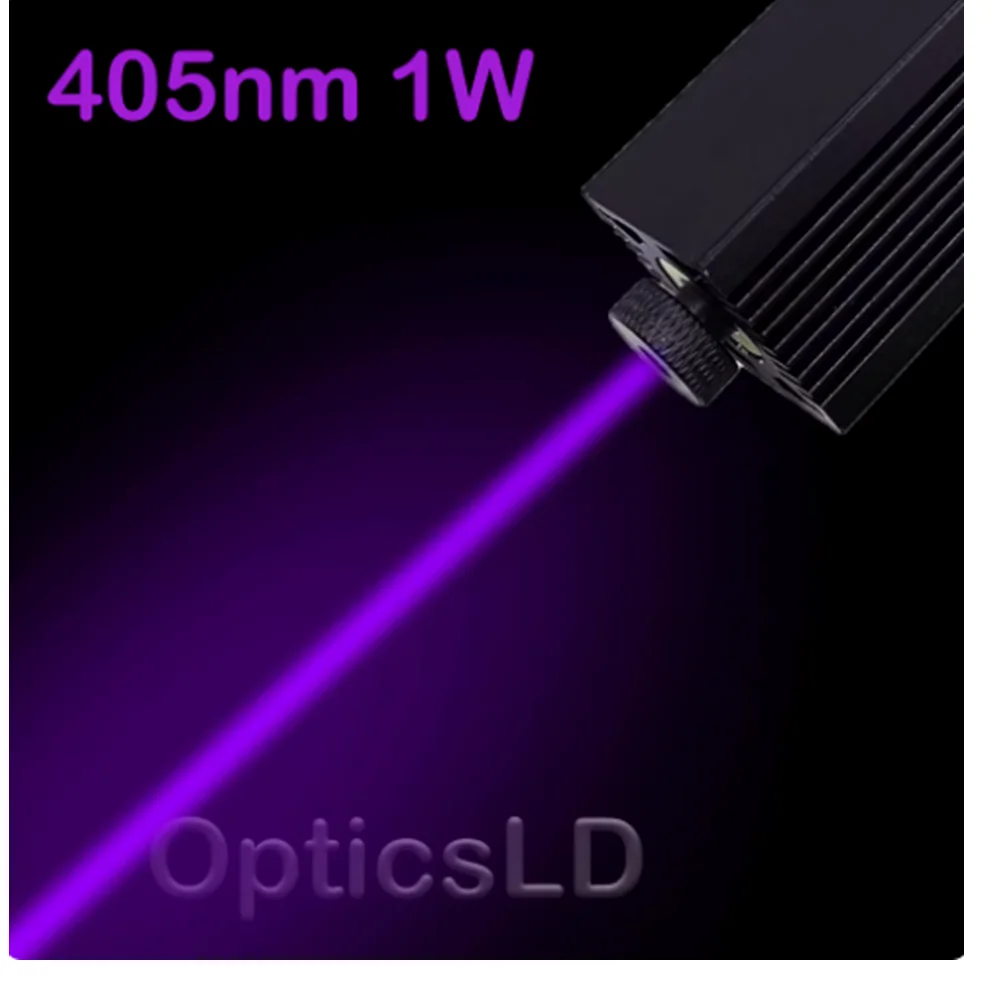 Blue Purple Light 405nm 1W Adjustable Focus Laser Engraving Module TTL+Holder+Adapter