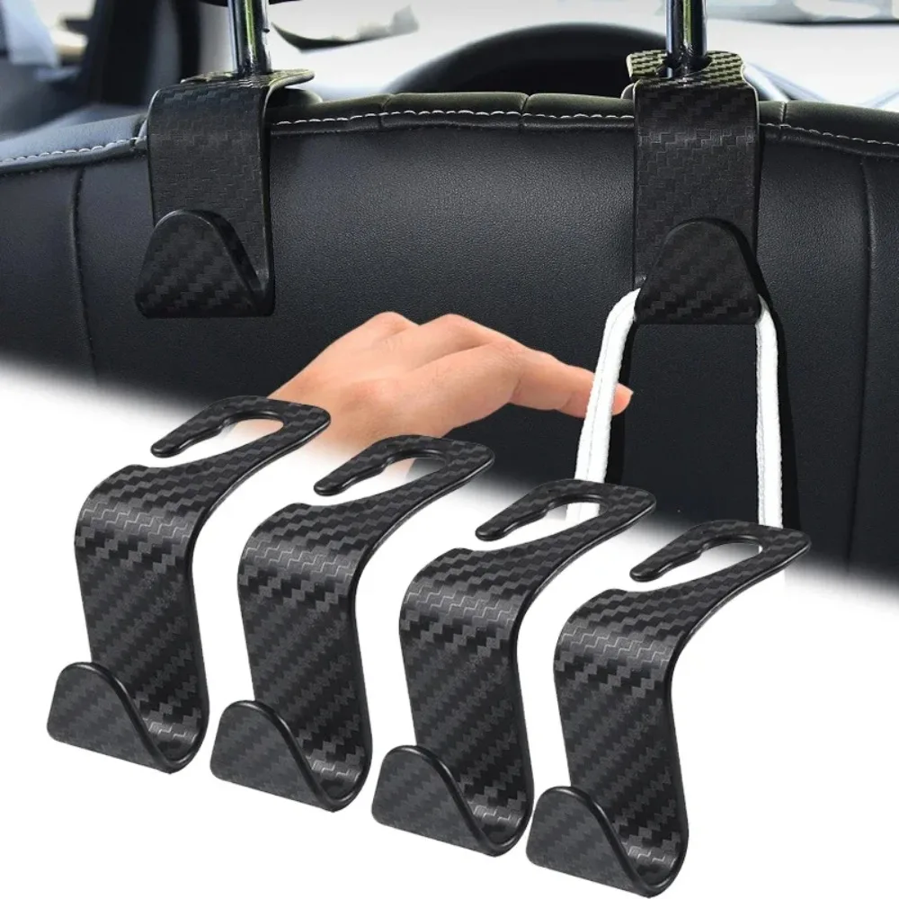 

4PCS Car Hidden Seat Hook Multi-Purpose Carbon Fiber Texture Car Seat Back Creative Multi-function On-Board Hooks
