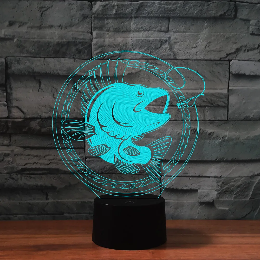 Nighdn Children Night Light Fish 3D Illusion Lamp 7 Color Changing USB Table Lamp Birthday Christmas Gift for Kids Bedside Lamp