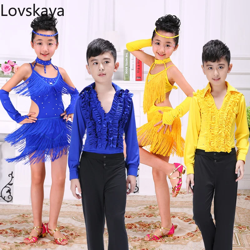 long sleeve dance academy ballet costumes Latin dance costumes children dance wear boys girls practice clothes