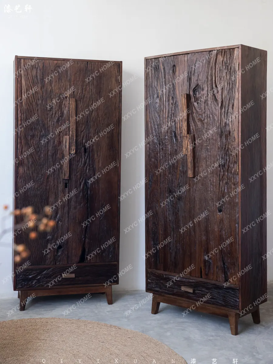 Solid wood retro simple home bedroom door wardrobe B & B storage cabinet