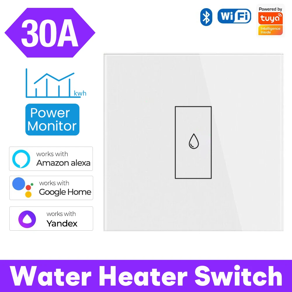 Smart Life 30A WiFi Switch for Boiler Water Heater App Control Power Monitor Overload Protection Works with Alexa Google Home