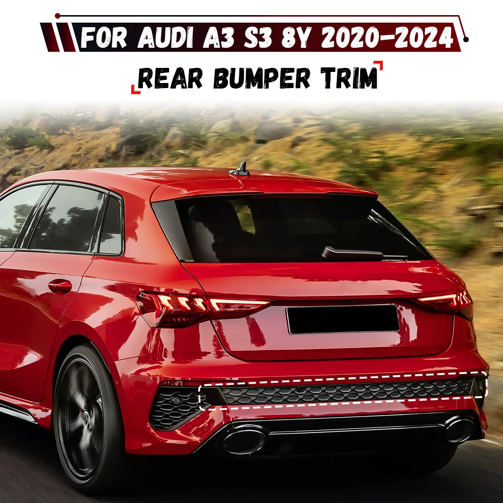 

For Audi A3 S-Line S3 8Y Sedan Hatchback 2020-2024 Rear Bumper Honeycomb Trim Strip Decorative Rear Trunk Sticker