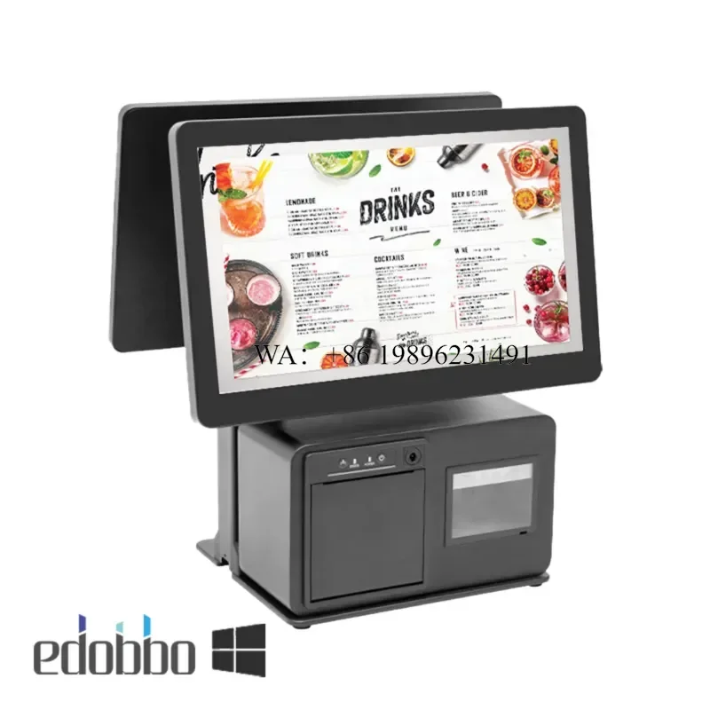 EDA151 Windows OS 15/15.6 Inch Touchscreen All-In-One POS PC with Removable Cash Printer Mini Kiosk Scanner Printer