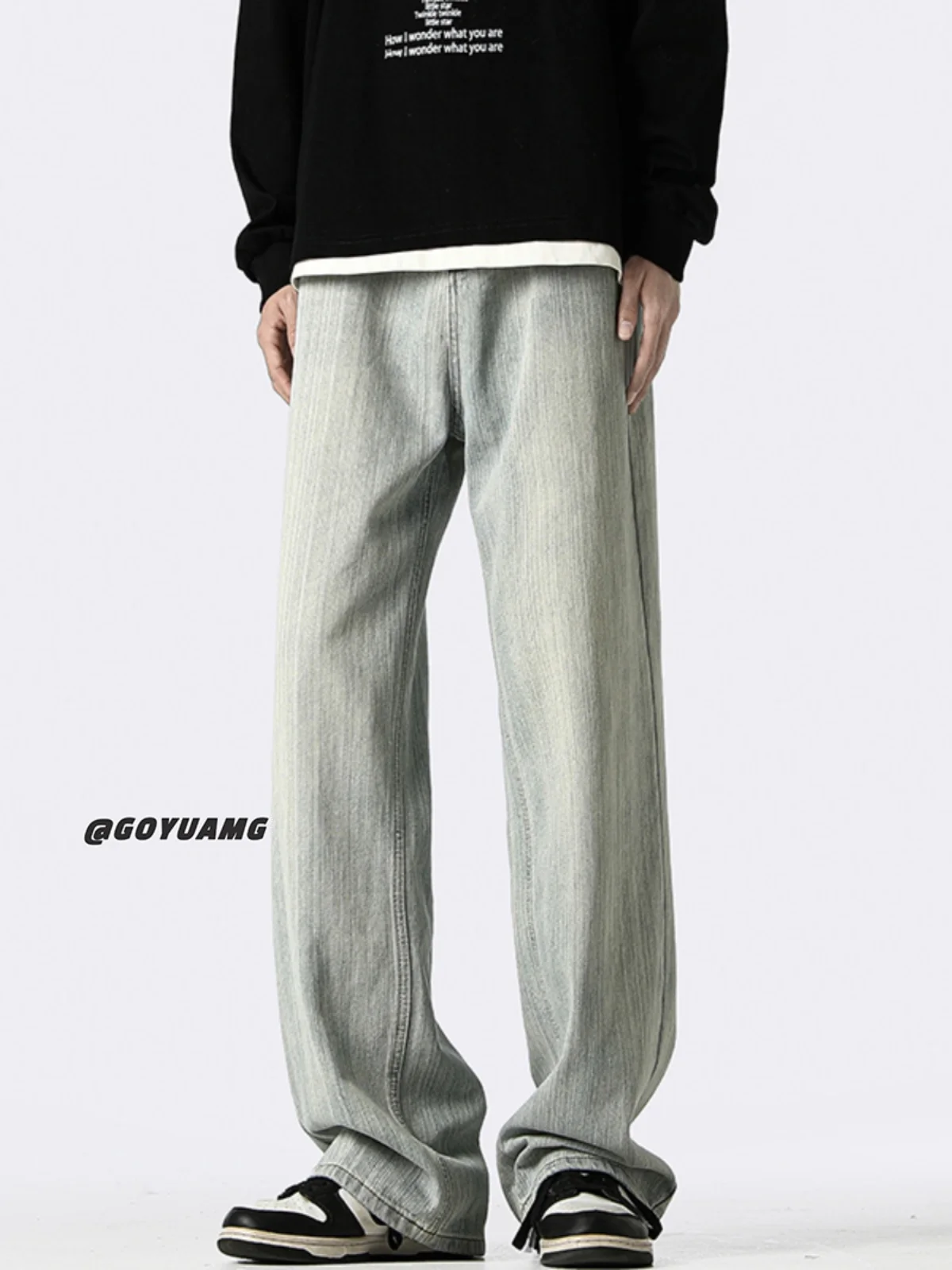 

Мужские джинсы свободного кроя с широкими штанинами, модные, в американском ретро-стиле, длинные брюки, молодежные, износостойкие, из микроэластичного денима