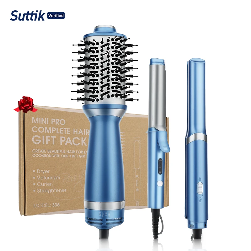 RESUXI Haushalts-Lockenstab, 3-in-1-Haarglätter-Set, gerade Rolle, elektrische Klemme mit doppeltem Verwendungszweck, Damen-Styling, Heißluftkamm