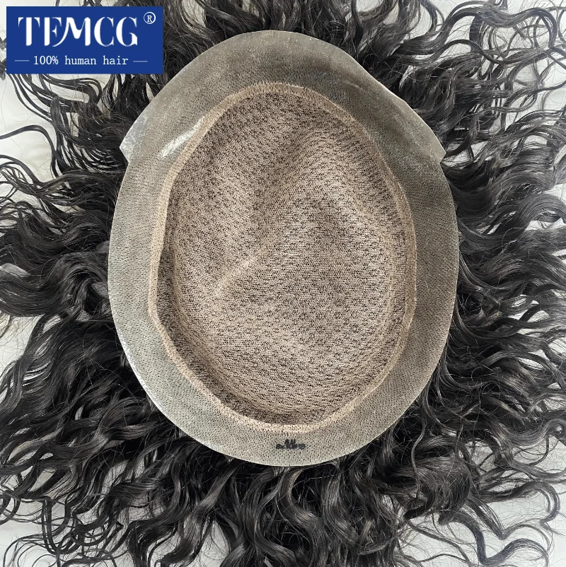 

Вьющиеся волосы, австралийский двухслойный мужской парик, 100% человеческие волосы, мужской протез для волос, кружевная основа из искусственной кожи, дышащая система, парики для мужчин