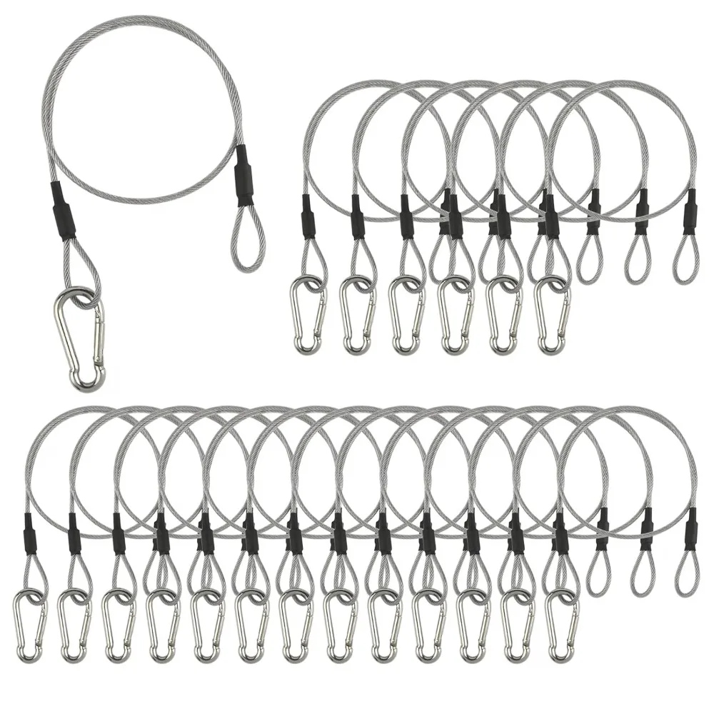 Stainless Steel Security Cable Flexible with Hooks and Loops Luggage Lock Cable Wire Rope Hanging Buckle Rope for Stage Light