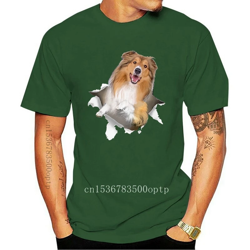 New Men T Shirt Rough Collie Torn T Shirt Women T-Shirt