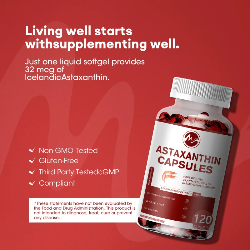 Antarctic Krill Oil Astaxanthin Capsules With EPA, DHA,Promotes Cardiovascular Health Supports Eye, Joint And Skin Health