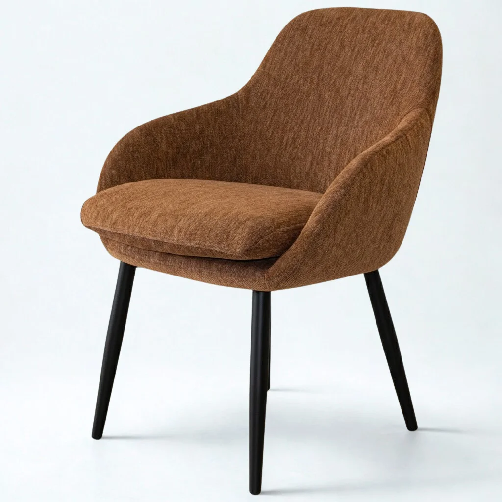 LOTUS Modern Luxury Ergonomic Portable Stackable Dining Chair with Armrests Soft Foam Black Metal Legs Stable