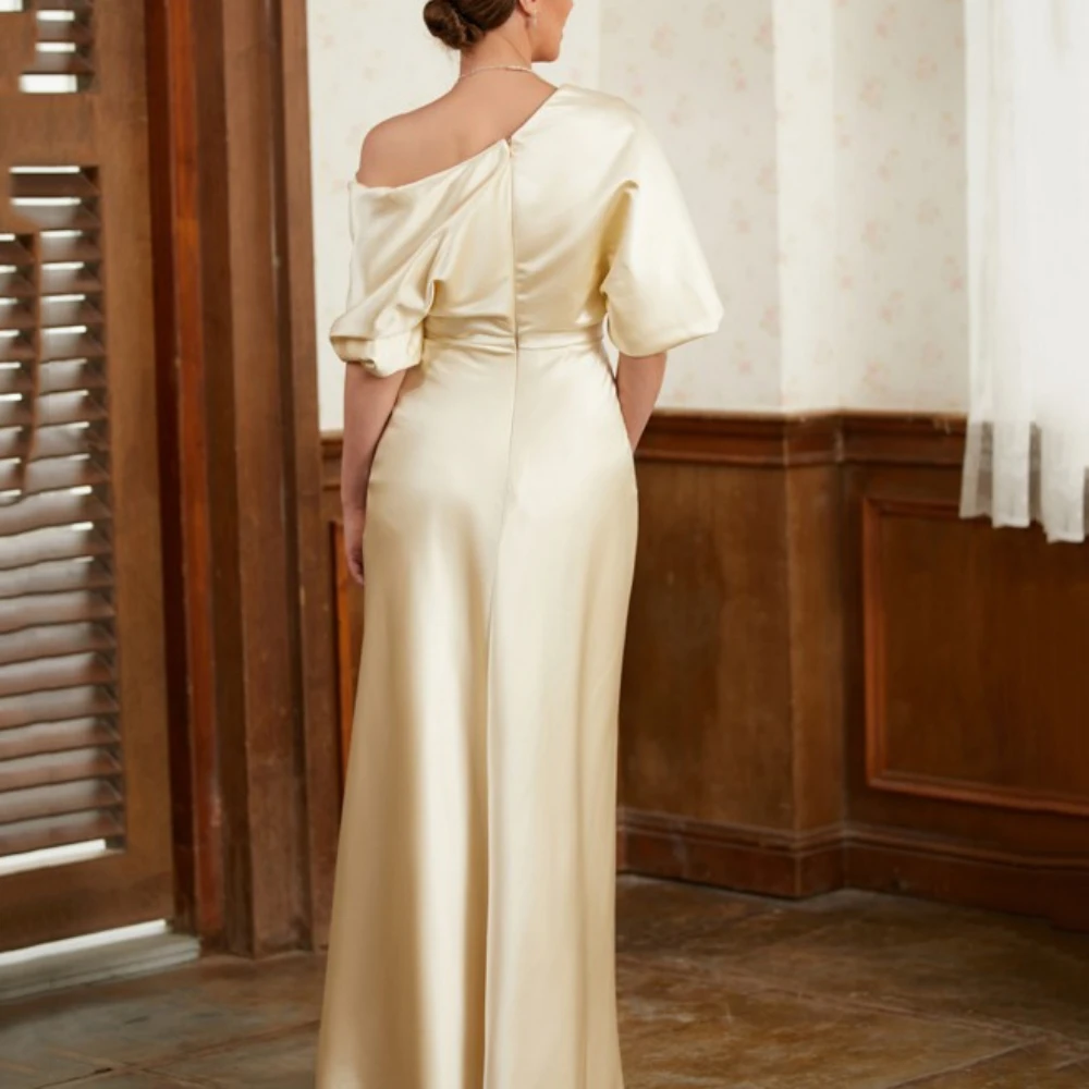 Elegant Women Gowns Simple Floor Length Formal Dress Straight Short Sleeve Mother Dresses Vestidos De Fiesta Elegantes