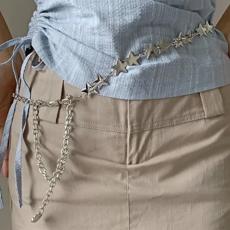 เข็มขัดโบฮีเมียนพู่ดาวสไตล์วินเทจ Y2K เทรนดี้โซ่เอวฤดูร้อนอุปกรณ์เสริมชายหาดเข็มขัดโบฮีเมียนอินเทรนด์ใหม่