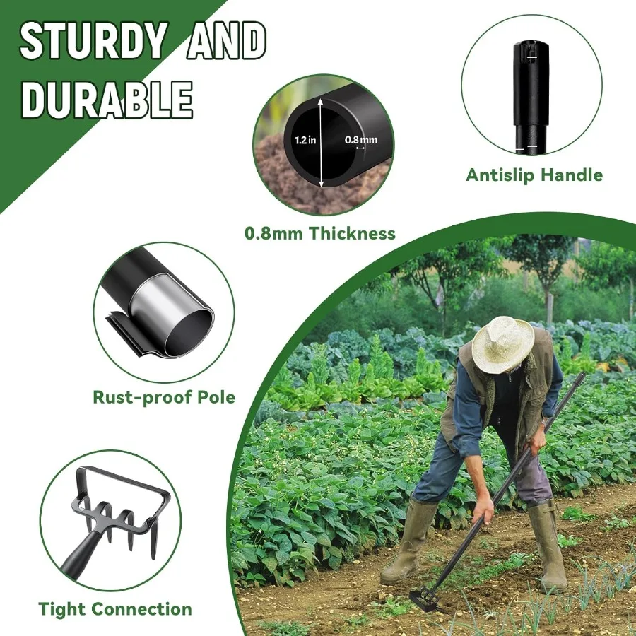 Houe de estribo resistente com alça longa ajustável de 3262 polegadas para capina eficiente e afrouxamento do solo Design 2 em 1 Combinando Cul