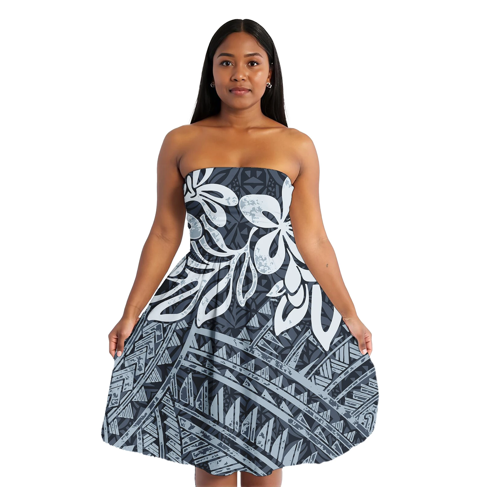 สไตล์ซามัวชุดสตรีเซ็กซี่ Elegant Polynesian Tribal พิมพ์ Designer ที่กําหนดเองฤดูร้อนสุภาพสตรีปิดชุดไหล่