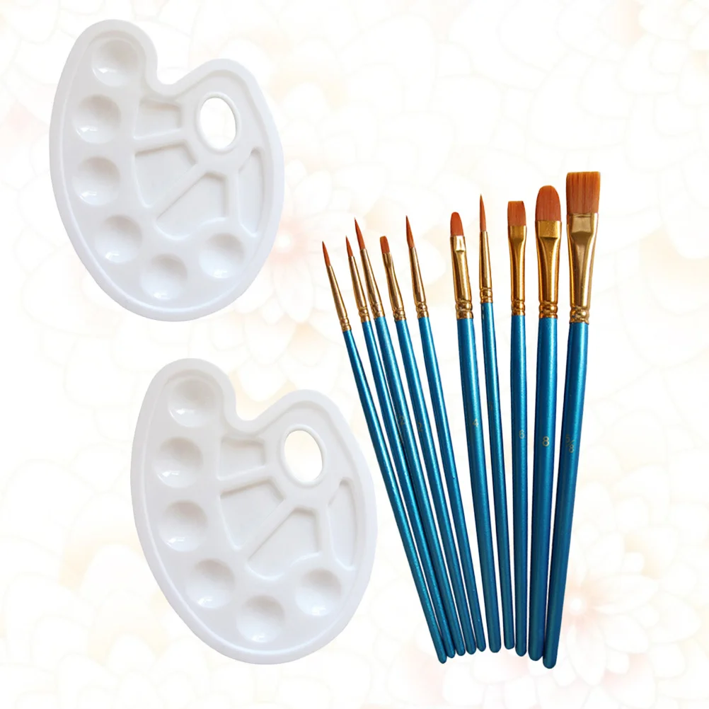 

10 in Oil Brush Set Watercolor Drawing Tool Paint Brushes Painting Kit Pens Palette