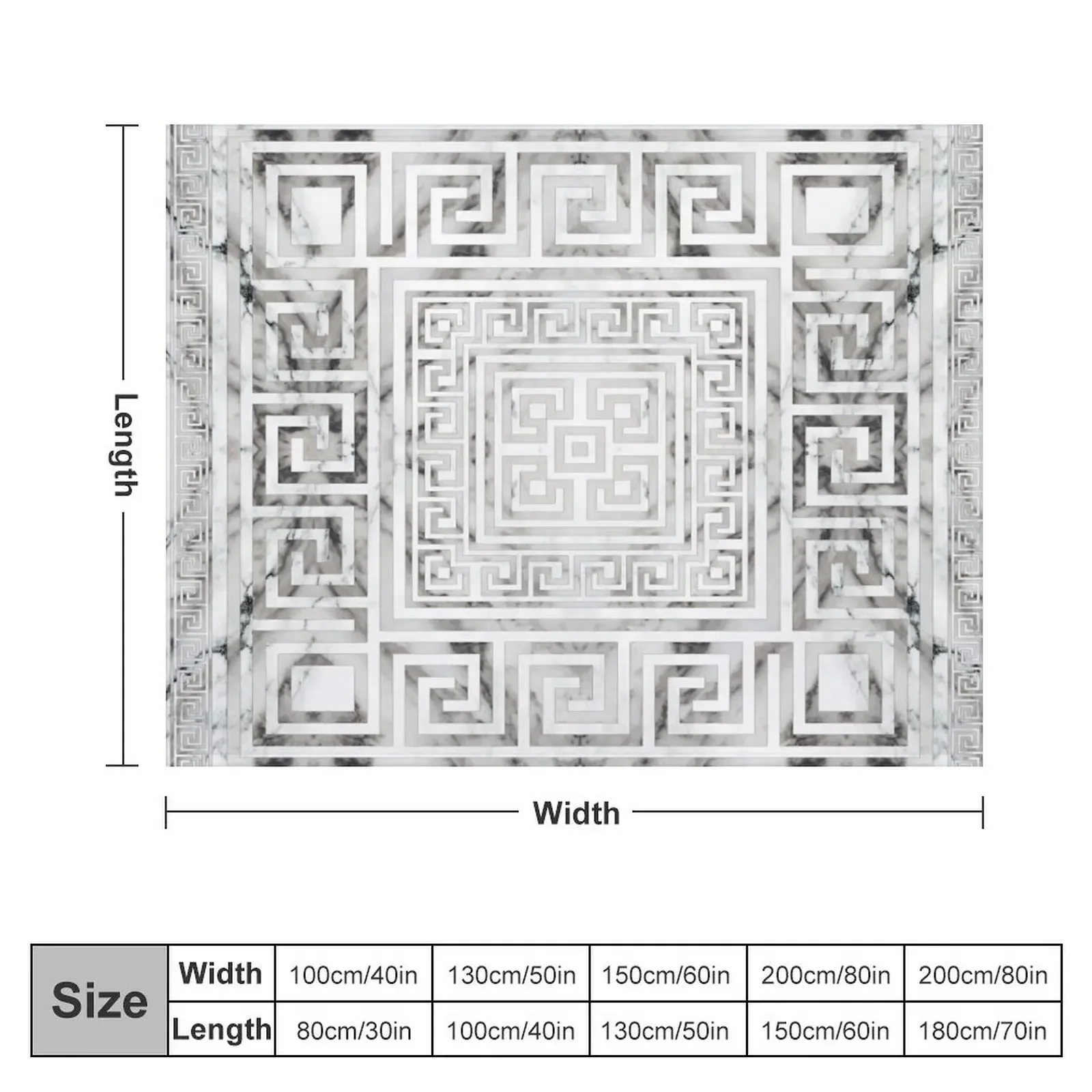 Greek Meander - Greek Key White Marble texures Throw Blanket Weighted Travel Giant Sofa Kid'S Blankets