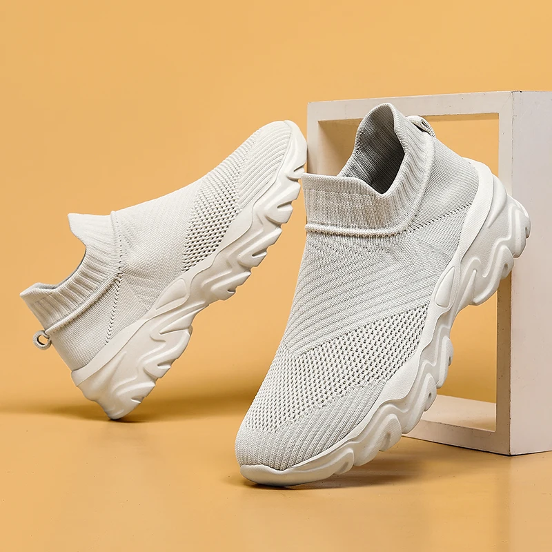 

Casual Shoes Breathable Men's Vulcanized Mesh Lightweight Sports Thick Sole Soft Anti Slip Lazy Flat Shoes Outdoor Loafers 2024