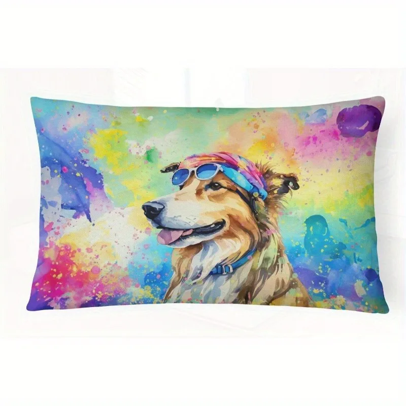 Cool Watercolor Collie Lumbar Pillow Cover Suitable For Sofa Bedroom Car Pillow Cover Cushion Rectangular Back Cushion