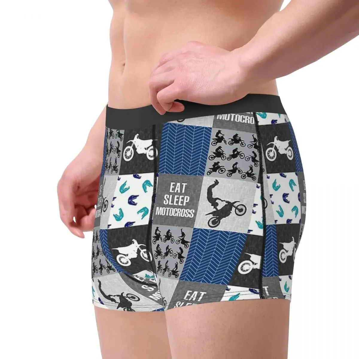 Motocross  Patchwork Bike Biker Cycle Bicycle Racing Underpants Homme Panties Man Underwear Comfortable Shorts Boxer Briefs