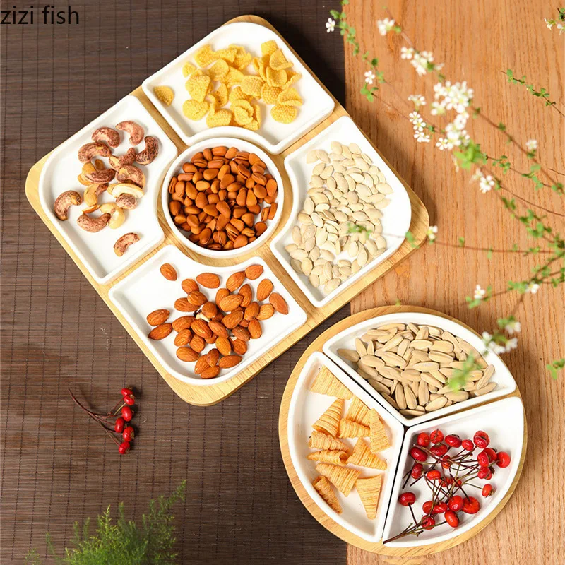 Ceramic Snack Platter Fruit Plate Dried Fruit Plate Snack Plates Candy Bowl Dessert Plates Dim Sum Dish Refreshments Tray
