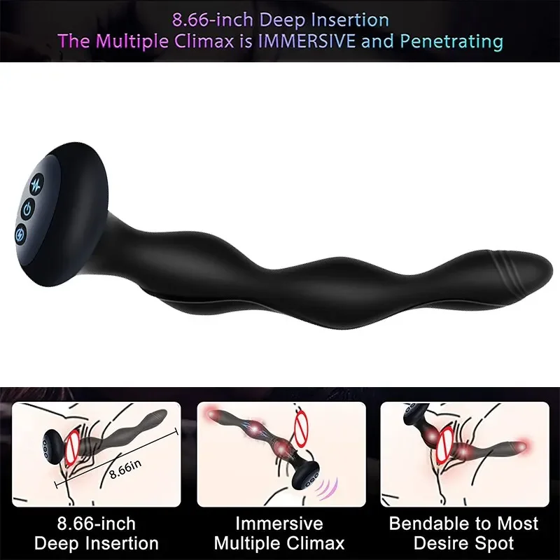 Electric Shock Anal Masturbating Bendable Heating Prostate Massager Anal Stimulator Vibrating Butt Plug Adult Products 18 Sex