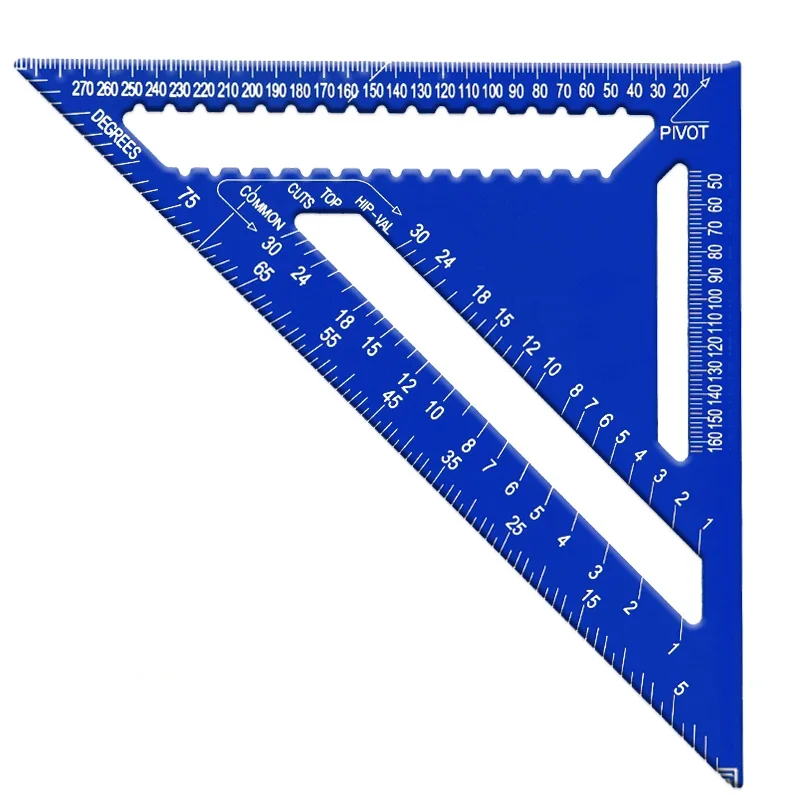 12 Inch Angle Ruler Metric / Imperial Aluminum Alloy Triangular Measuring Ruler Woodwork Speed Square Triangle Angle Protractor