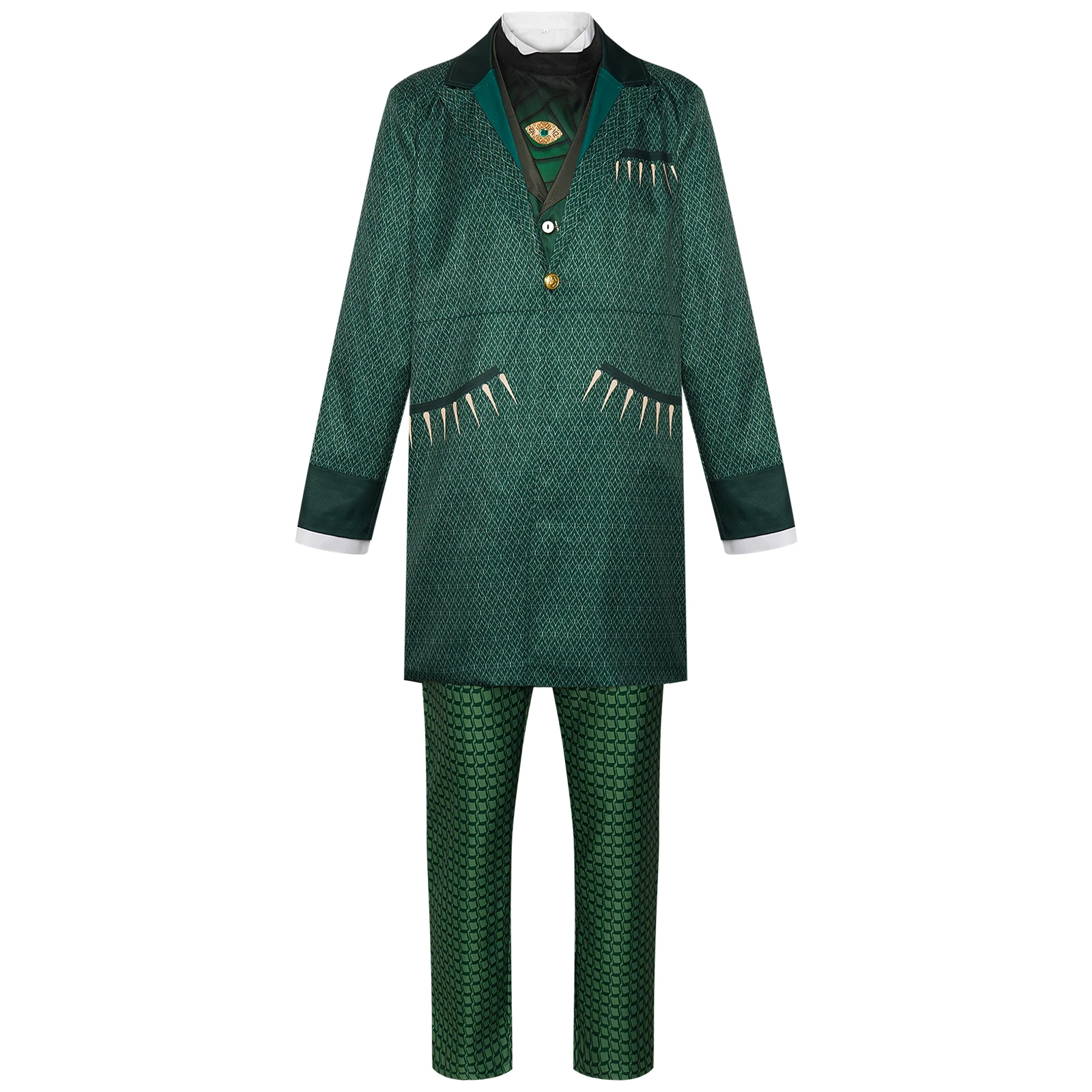 Movie Wicked Cosplay Costume Wizard Green Suit Men Roleplay Costume Halloween Carnival Party Outfits Men Suit Uniform