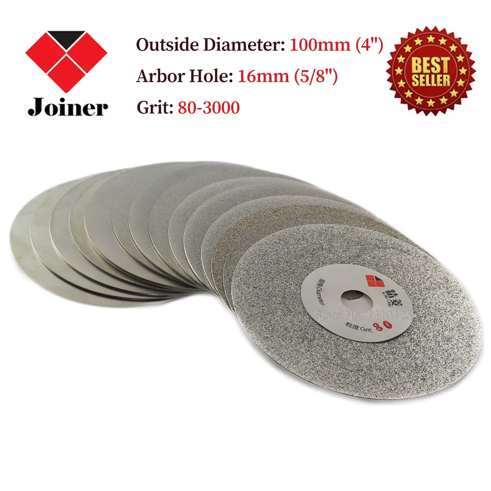 

4" inch Grit 80-3000 Electroplated Diamond Grinding Disc Wheel Coated Flat Lap Disk Lapidary Tools for Gemstone Jewelry Glass