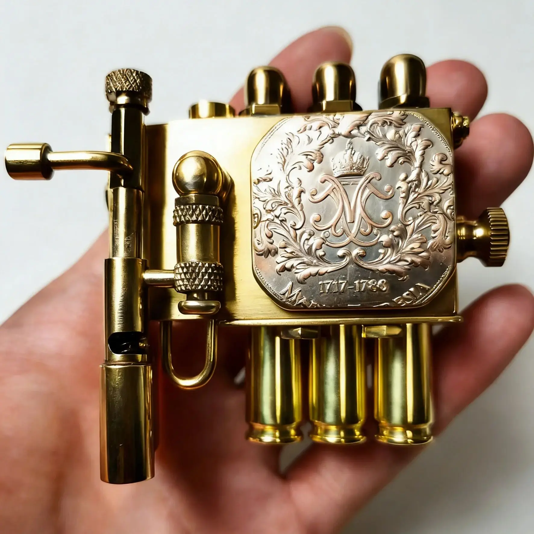 Handmade Steampunk Brass Series Lighters Unique Design Retro Creative Personality Novelty Precious Gift Each Badge Is Different