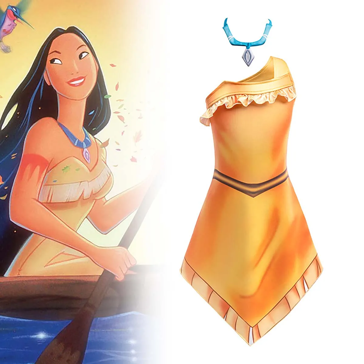 

Kid Halloween Carnival Party Clothing Girl Pocahontas Cosplay Princess Dress