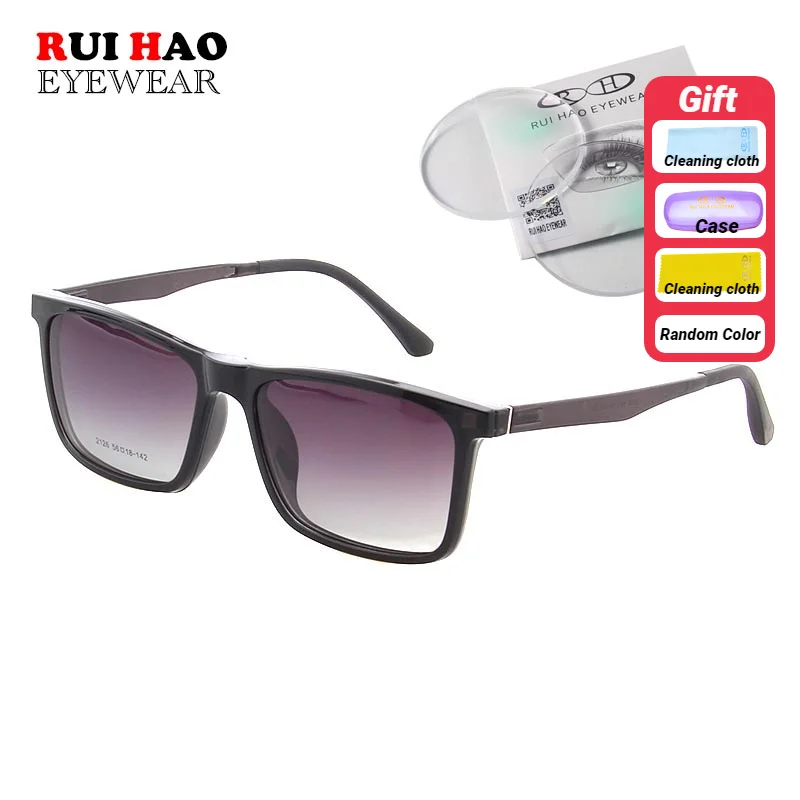 

Customize Prescription Eyeglasses and Sunglasses Clip on Polarized Rectangle Glasses Frame Optical Resin Lenses 2126