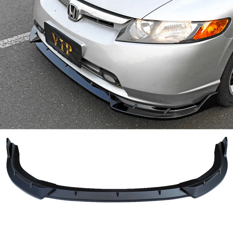 Black Lower Lip Front Bumper Protect Front Skirt Spoiler for 06-11 8th Hooda Civic Body Kit Splitter Cover Trim Car Accessories