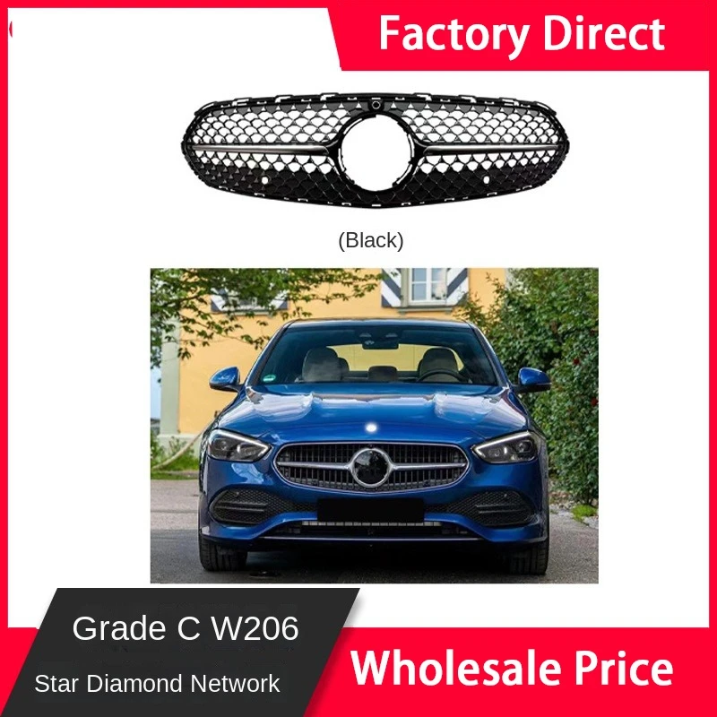 Diamond Front Bumper Grille Centre Radiator Grid Grill For Mercedes-Benz C Class W206 Business Edition 2022 2023 2024+