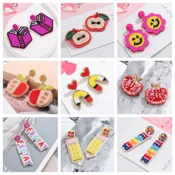 Handmade Seed Bead Creative Fashion Book Love Sunflower Apple Pencil Teacher Appreciation Gift Back To School Jewelry Earring