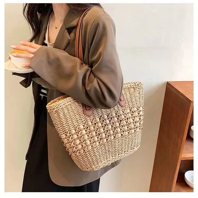 New Handmade Swallowtail Woven Bag Fashion Shoulder Bag Commuting Large Capacity Summer Women's Bag