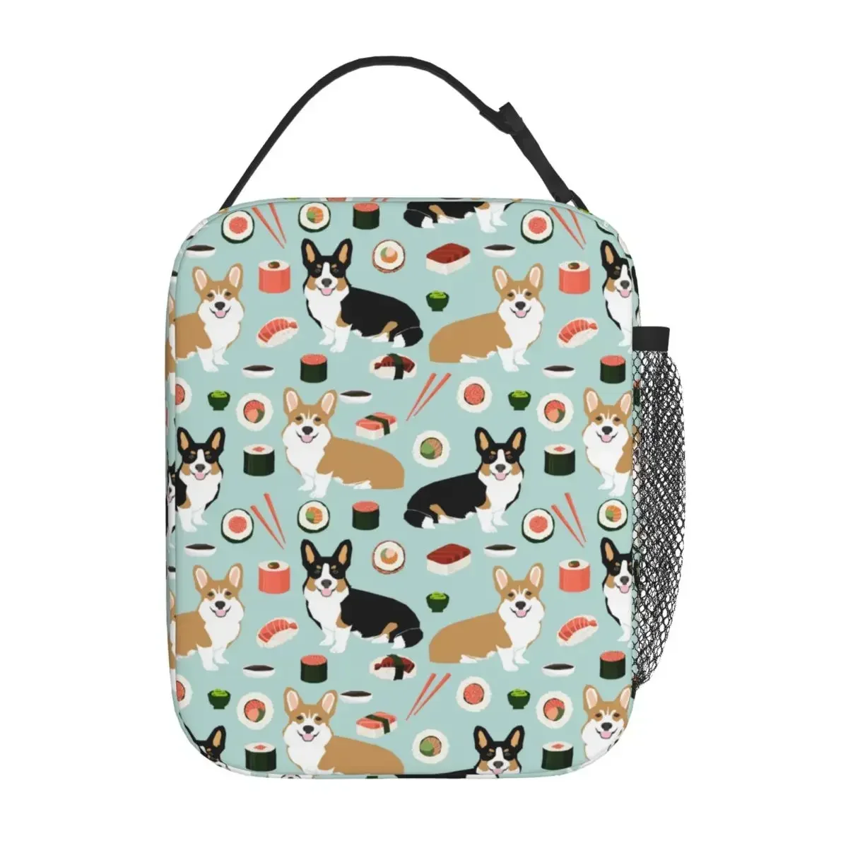 Corgi Dogs Sushi Food Insulated Lunch Bags Portable Animal Reusable Thermal Bag Tote Lunch Box Office Outdoor Men Women