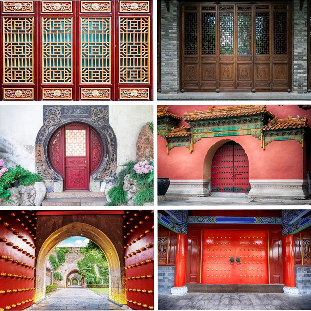 

Chinese Style Screen Door Palace Wedding Background Decoration Anniversaire Customize Photographic Backdrops For Photo Studio