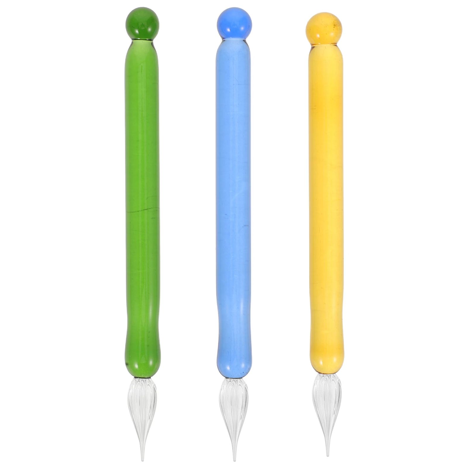 

3 шт., цветная стеклянная ручка, прозрачный письменный инструмент для художественного ведения журнала, подробный наконечник, прецизионная ручка для рисования, элегантный стол