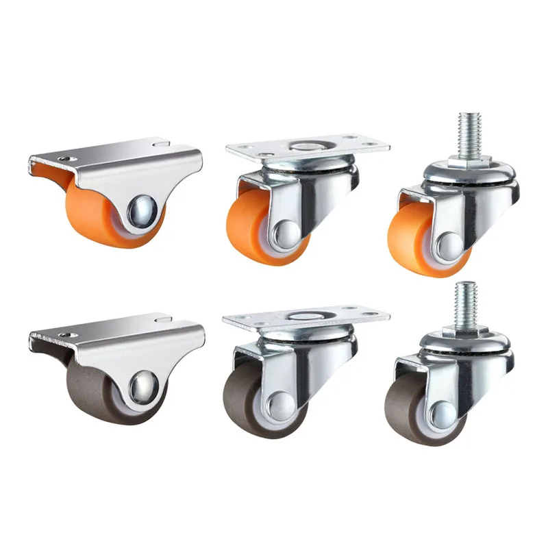 Mini 0,8 Zoll Low-Profile-Gummi-Lenkrollen für Möbelrollen für Rollschränke, Schiebetüren, Ausziehbetten und Schubladen