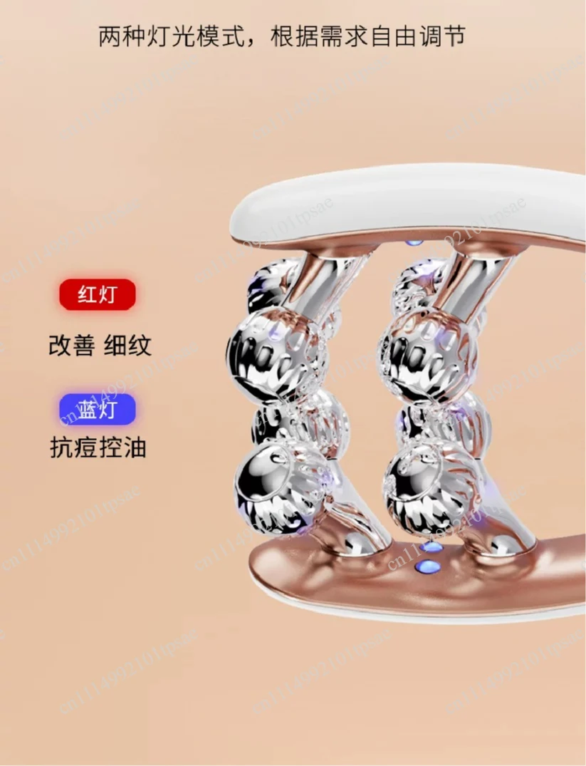 3D roller red blue light lifting and tightening facial instrument, suitable for the face, neck, and jawline