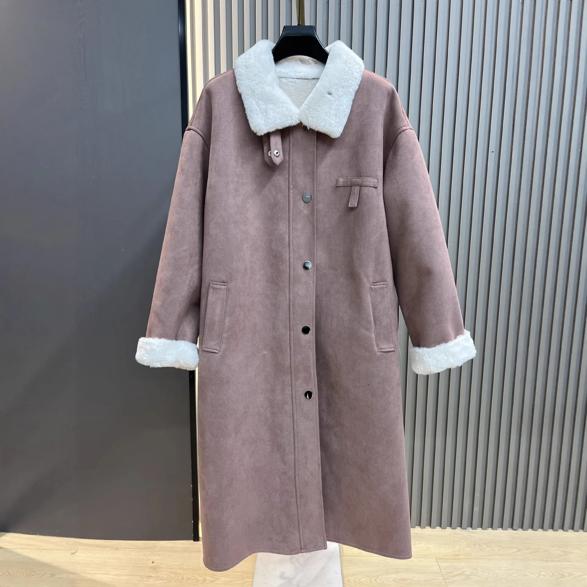 Suede Shearling Coat for Women Winter New Thickened Warm Elegant Casual Loose Korean Style Coat Trendy Long Faux Fur Coat