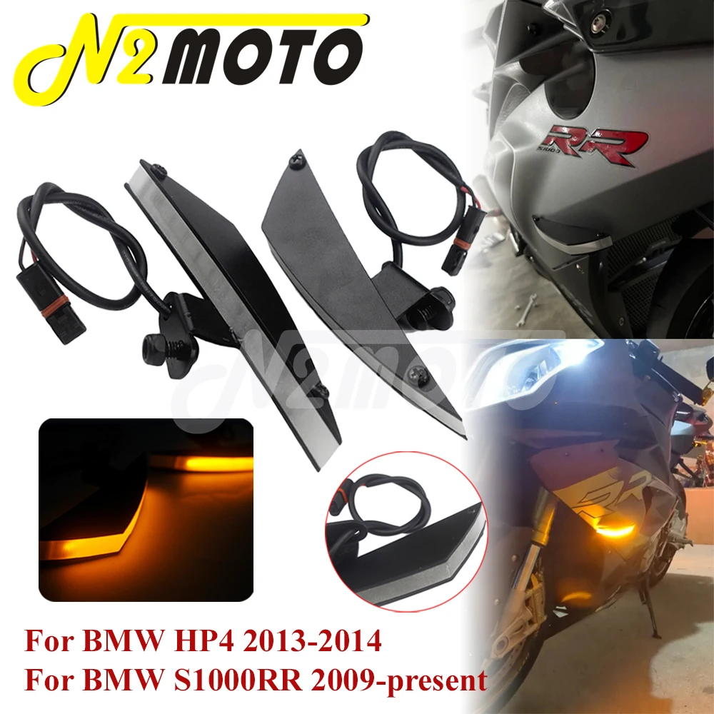 

For BMW S1000RR 2009-2023 HP4 2013 2014 Black Motorcycle 12V LED Turn Signal Light Front Amber Blinker Indicator Flashing Lights