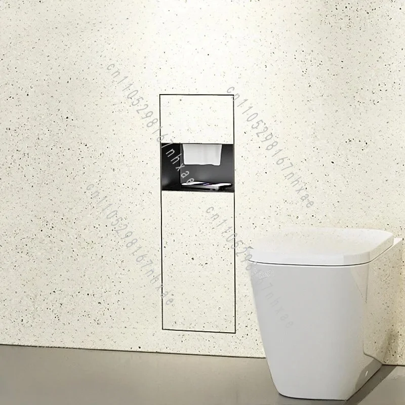 Toilet Concealed Stainless Steel Trash Can Embedded Niches Tissue Box Bathroom Toilet Shelf Wall Cabinet