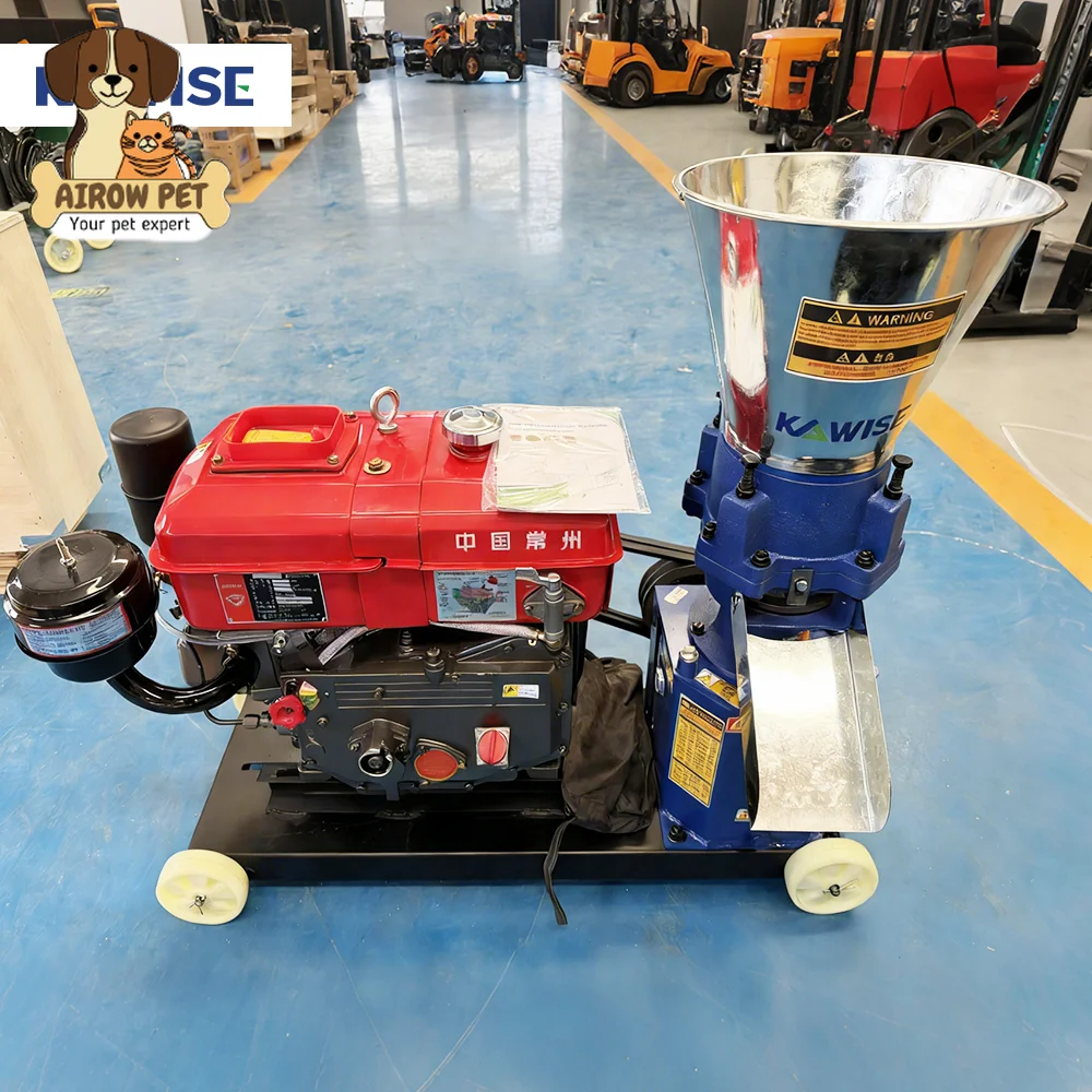 AIROW 2026 New Hot Sale Diesel Feed Pellet Machine for Poultry Pig Cattle Farm Use 60 to 1200 Kg Per Hour Metal Flat Die