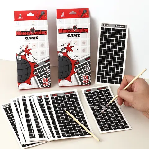 18 Pcs/Set Minesweeper Game DIY Scratch Painting Creative Party Board Games Puzzle Picture Scatch Painting Fun Interactive Toys
