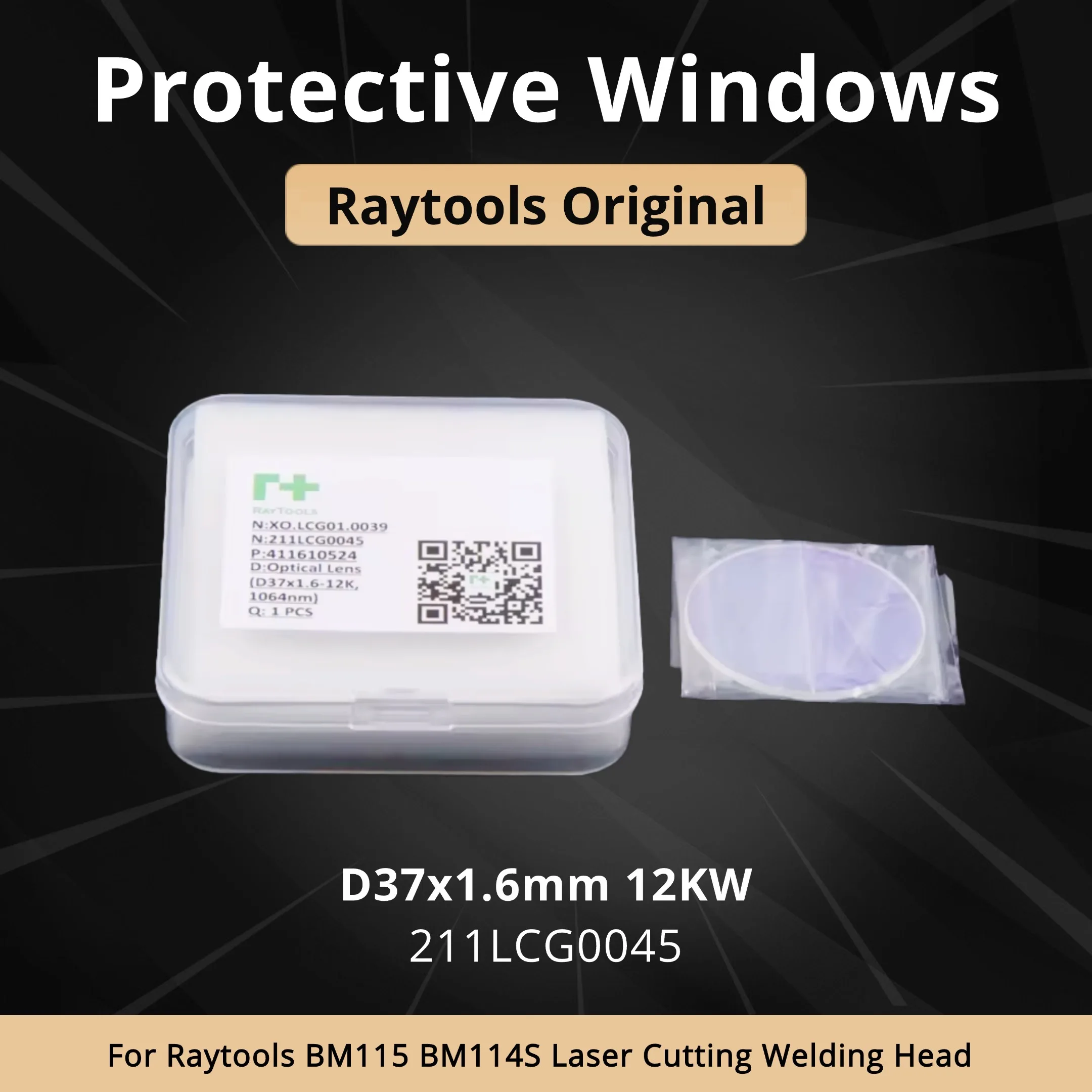 Header 10Pcs/Lot Raytools Original Protective Windows 37x1.6mm 211LCG0045 12KW Lens For Raytools BM115 BM114S Laser Cutting Head